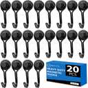 E BAVITE Swivel Swing Magnetic Hooks,30LB20pack Black Refrigerator Magnet Hook, Strong Neodymium Magnets Perfect for Refrigerator and Other Surfaces, 60mm(2.36In) in Length