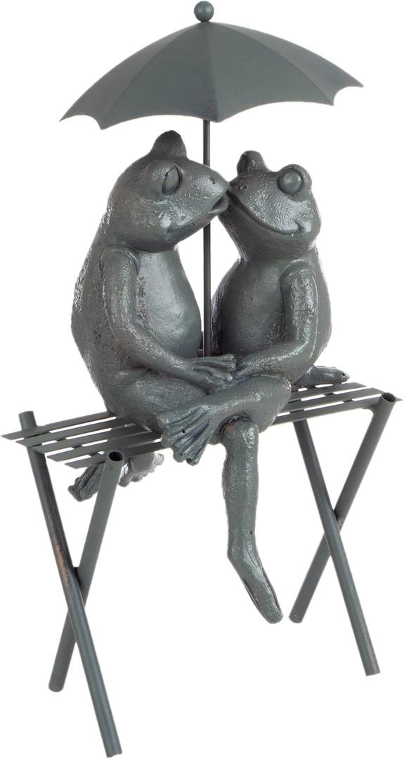 Frog Couple Statue-Resin Romantic Animal Figurine for Outdoor Lawn and Garden D?cor-Great for Flower Beds, Fairy Gardens, and More by Pure Garden