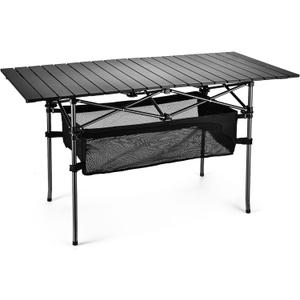 Lightweight Aluminum Folding Camping Table (47 x 21.65 x 26.7), Portable Roll-Up Design for Outdoor, Camping, Beach, BBQ, Patio, and Picnic, Durable & Waterproof with Carrying Bag (Large)