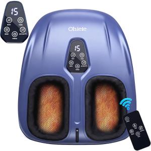Foot Massager with Heat, Shiatsu Deep Kneading Foot Massager, Plantar Fasciitis Massager, and Heat for Plantar Fasciitis, Neuropathy, Suitable for Women Men, Fits Up to 13 (Blue,Corded)