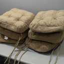 Chair Cushions for Dining Chairs, Dining Chair Cushions, Tufted Indoor Chair Pads with Ties & Non Slip Backing, Seat Cushions for Kitchen Chairs 16.5 x 16.5 x 3.5, Set of 6, Khaki