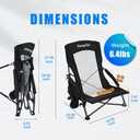 SUNNYFEEL Folding Low Camping Beach Chair 2 Pack, Lightweight Portable Lawn Chair with Mesh Back, Cup Holder for Outdoor/Travel/Picnic/Concert, Foldable Camp Backpack Chair with Carry Bag