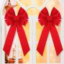 Syhood Large Red Christmas Velvet Bows 13 x 25 Inch Red Velvet Christmas Tree Hanging Bow Holiday Ornaments for Festival Home Xmas Tree Indoor Outdoor Decorations(4 Pieces)