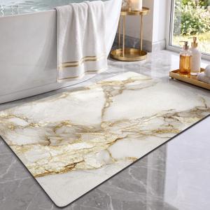 Color&Geometry Gold Marble Bathroom Rugs Non Slip,Absorbent Thin Bath Mat