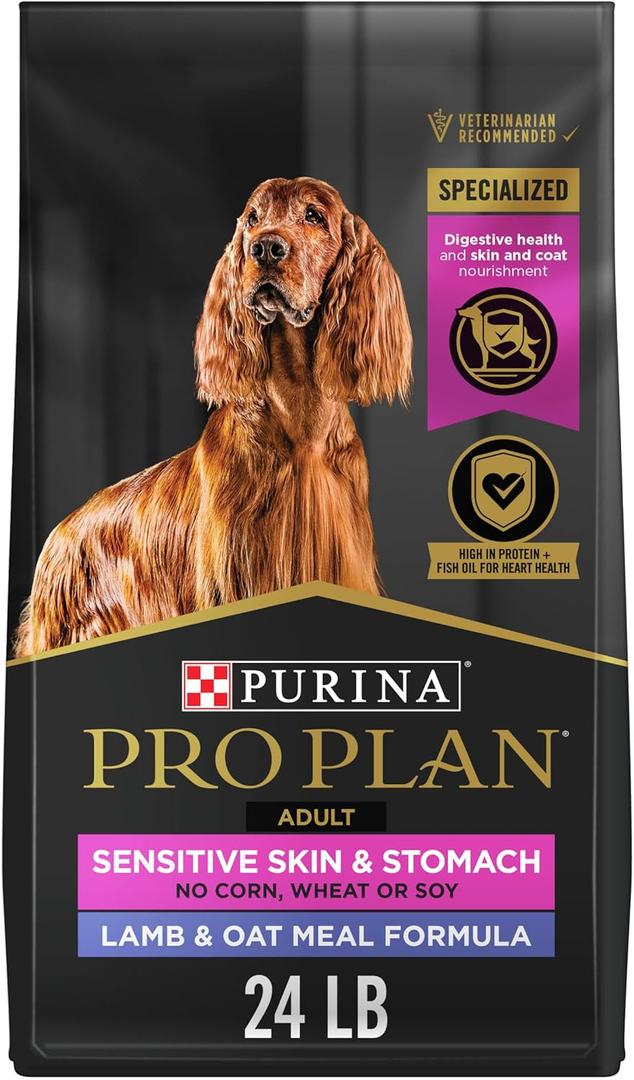 Purina Pro Plan Sensitive Skin and Sensitive Stomach Dog Food Lamb and Oat Meal Formula - 24 lb. Bag (24 Pound (Pack of 1)) BB 12/2026