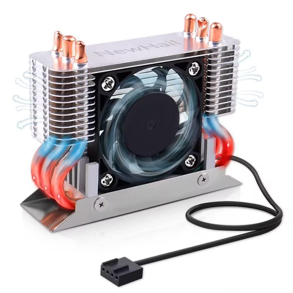 12V M.2 2280 SSD Heatsink with 40mm PWM Cooling Fan, Copper Heat Pipes and Thermal Pad, SSD Cooler for M.2 2280 NVMe & SATA SSD Only