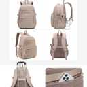 Backpack for Women, Quilted Laptop Bookbag with Pouch Pockets for College Work Travel Gym Teacher Nurses, Puffer High School Backpack for Girls, Camel