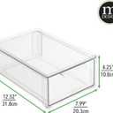 mDesign Plastic Stackable Bathroom Storage Organizer Bin with Pull Out Drawer for Cabinet, Vanity, Shelf, Cupboard, Cabinet, or Closet Organization - Lumiere Collection - 2 Pack - Clear