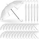 Reginary 30 Pieces Wedding Umbrellas Bulk Auto Open Stick White