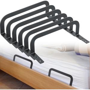Hicarer 6 Pcs Mattress Slide Stopper Non Slip Mattress Retainer Bar for Adjustable Beds Holder Metal Stabilizers for Wooden Bed Frame to Prevent Sliding Holder in Place Gripper
