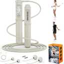 Smart Jump Rope with LED Display and Jump Counter, Weighted Cordless Design for Home Gym & HIIT, Adjustable Steel Wire for Fitness, Tracks Jumps, Calories & Time, for Men, Women & Kids (Light White)