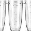 MEET JUICE 3-Pack 24oz Ninja Blender Cups, Blender Replacement Parts Compatible with Ninja Auto-iQ Series Blenders BL480 BL481 BL482 BL640 BL682 BL2012 BN801
