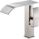 Waterfall Bathroom Faucet Brushed Nickel for Vanity Sink Single Handle 1 Hole High Arc Design Lead-Free by Beati Faucet