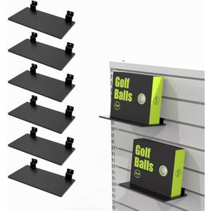 6 Packs Black Acrylic Slatwall Shelf, Shoe Store Fixture Shelf, Flat Display Shelves, Slat Wall Shelves, Slatwall Accessories, 8.2"x4.7", Black