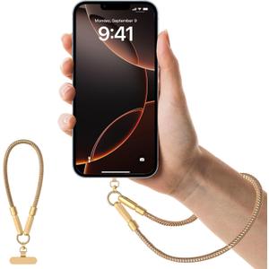 Bling Gold Chain Phone Wrist Lanyard, 3-in-1 Anti-Lost Phone Strap, Detachable 100W Fast Charging & Data Transfer Cable for iPhone 17/16/15, Galaxy S26/S25/S24, Pixel 10/9/8 and More