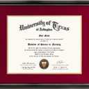 GraduationMall 11x14 Diploma Frame with Red over Gold Mat or Display 15x18 Certificate without Mat,Solid Wood & UV Protection Acrylic,Glossy Black Finish with Gold Trim