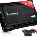 Pyle 2-Channel 2000W Max MOSFET Car Audio Amplifier  Bridgeable Class AB Amp with Bass Boost, High/Low Pass Filter, Crossover, Thermal & Overload Protection  Invincible Series