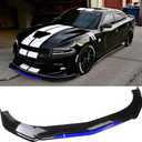 DREAMIZER Front Lip for Car,Universal Front Bumper Lip Chin Spoiler Splitter Diffuser Protector Body Kit Compatible with Honda Nissan Toyota Mazda, Black w/Blue