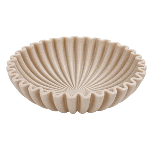 YMXYJM Large Decorative Bowl, Modern Handicraft Bowls for Home Decor, Decorative Fruit Bowl for Kitchen Counter, Ruffle Decor, Stylish Key Bowl for Entry Table, Artificial Stone Beige