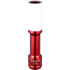 21mm 6" Extra-long Thin Wall Wheel Protector Impact Deep Socket Set, Non-Marring Lug Nut Socket Set, 6 Point, W12003A-21