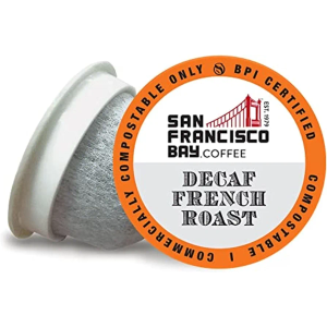 San Francisco Bay Compostable Coffee Pods - DECAF French Roast (36 Ct) K Cup Compatible including Keurig 2.0, Dark Roast, Swiss Water Processed