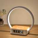 Desk Lamp with Alarm Clock Qi Wireless Charger, Touch Lamp for Bedroom 3 Light Hues, Bedside Lamp 10W Max Wireless Charging Table Lamp LED Eye-Caring Reading Nightstand Light for Living Room