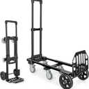 KEDSUM 3-in-1 Convertible Dolly Cart with Wheels, 600LBS Heavy Duty Hand Truck Dolly, Hand Truck with Adjustable Handle Angle & Expandable Base for Home,Warehouses,Dorm, 6-Wheel Design with Brakes