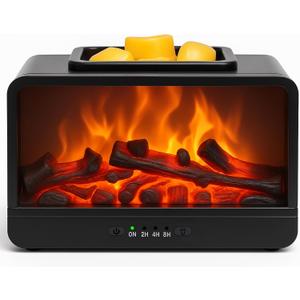 MeplLivs Dynamics Flame Fireplace Electric Wax Melt Warmer PTC Heating Plate Monochromatic Wax Burner Fragrance Wax Warmer for Home Office Gifts & Decor(Black)