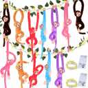 Gemscream 12 Pcs 20 Inch Hanging Monkey Stuffed Animal Stuffed Monkey Plush with 2 Hanging Artificial Ivy Vines 2 Pcs 20 LED Fairy Light Battery Operated String Light for Gifts(Multicolor)