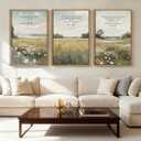 Anyzal Large Christian Framed Wall Art 16x24 Inch Bible Scripture Canvas Wall Decor Easter Farmhouse Wildflower Paintings Set of 3 for Living Room Bedroom Dining Room