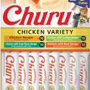 INABA Churu Cat Treats, Grain-Free, Lickable, Squeezable Creamy Pure Cat Treat/Topper with Vitamin E & Taurine, 0.5 Ounces Each Tube, 40 Tubes, Chicken Variety Box, Best By: 10/23/2025