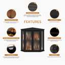 Corner Bread Box for Kitchen Counter, Black Bamboo Bread Box with Real Glass Door, Double Layer Space Saving Bread Storage for Homemade Bread