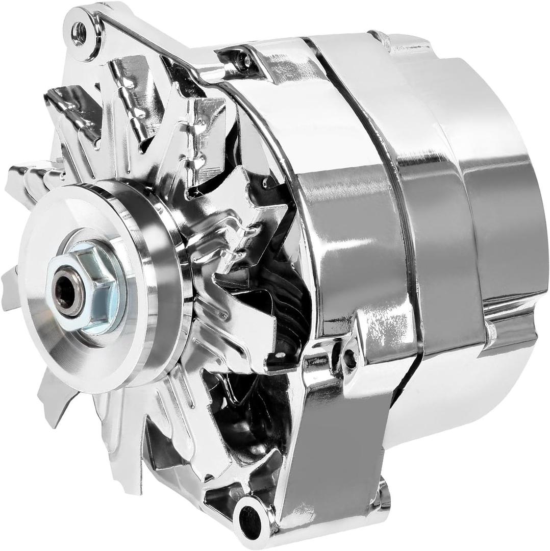 SCITOO New Alternator Fits for 120Amp Chrome 3 Wire Self Exciting Street Rod GM 305 350 BBC SBC 3-Wire 12V CW IR/EF 7127-SE105C ADR0335-C 1-2400-11DR-2 7127-SECN-100A 240-203-3DC 400-12395