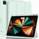 ZryXal New iPad Pro 12.9 Inch Case 2022/2021/2020(6th/5th/4th Gen) with Pencil Holder,Smart Case [Support Touch ID and Auto Wake/Sleep] with Auto 2nd Gen Pencil Charging (Light Green)