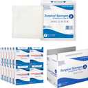 Dynarex Surgical Gauze Sponges - Absorbent Cotton Fabric with Folded Edges - Soft, Durable, Individually Wrapped Dressing - 4x4, 12-Ply, Sterile 2's - 25 Pouches Per Box, Case of 24 Boxes