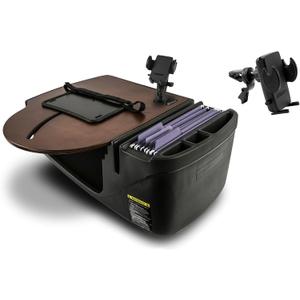 AutoExec Roadmaster Car Desk and Portable Workstation with Phone Mount and Phone Vent Clip, Mahogany