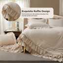 Themelove Full Size Comforter Set Beige, Lightweight Fluffy Farmhouse Ruffle Bedding Set, Soft Microfiber All Season Shabby Chic Bed Set 3 Pieces(1 Ruffle Comforter 2 Pillowcases)