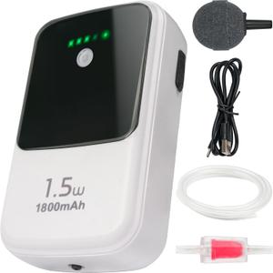 Ghosthorn Silent Rechargeable Aerator for Fish, Large Capacity Aquarium Air Pump with Universal Clip for Most Bait Buckets Dual Operating Mode