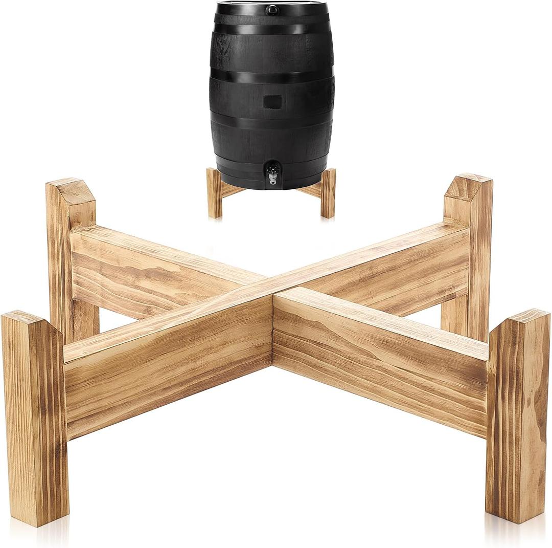 Lounsweer 45/50/55 Gallon Rain Barrel Stand, 500 lb Heavy-Duty Wooden Base for Rainwater Collection, Stable No-Bend Elevated Design, Fits Most Standard Barrels