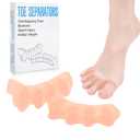 KTSAY Silicone Toe Separators for Women & Men - Toe Spacers for Bunion Relief, Hammer Toe, Plantar Fasciitis & Pedicures | Includes Metatarsal Pad & Therapeutic Yoga Cushion for Foot Pain (2, Beige)