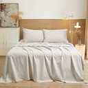 PHF 100% Garment Washed Cotton Sheets Set Twin Size, Ultra Soft Cotton Bedding Set, 3 PCS Breathable Moisture-Wicking Durable, Deep Pocket Cotton Bed Sheet Up to 16", Linen