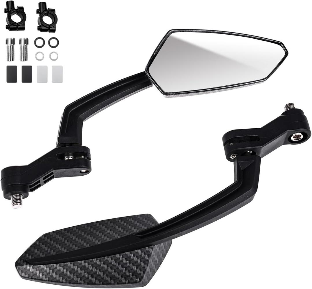 Zycle Bike Mirrors, EBike Mirrors for Handlebars, 360° Adjustable Bicycle Rear view Mirror Diameter Universal Bike Accessories, 1 Pair, Black