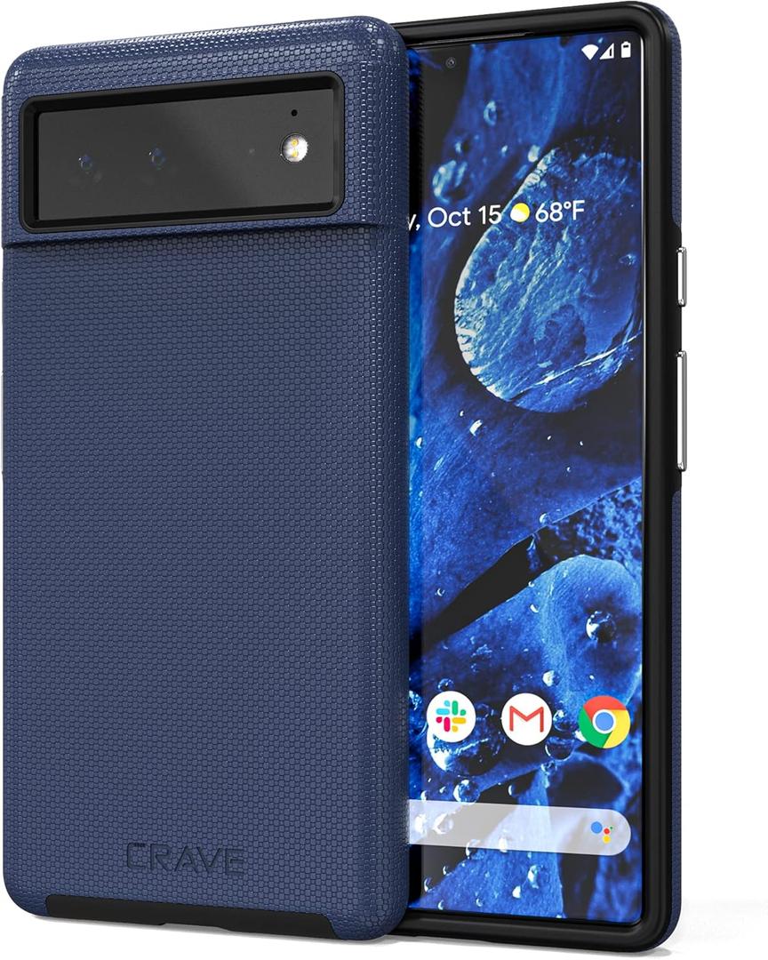 Crave for Google Pixel 6 Case, Shockproof Protection Dual Layer Case for Google Pixel 6 (6.4 inch) - Navy