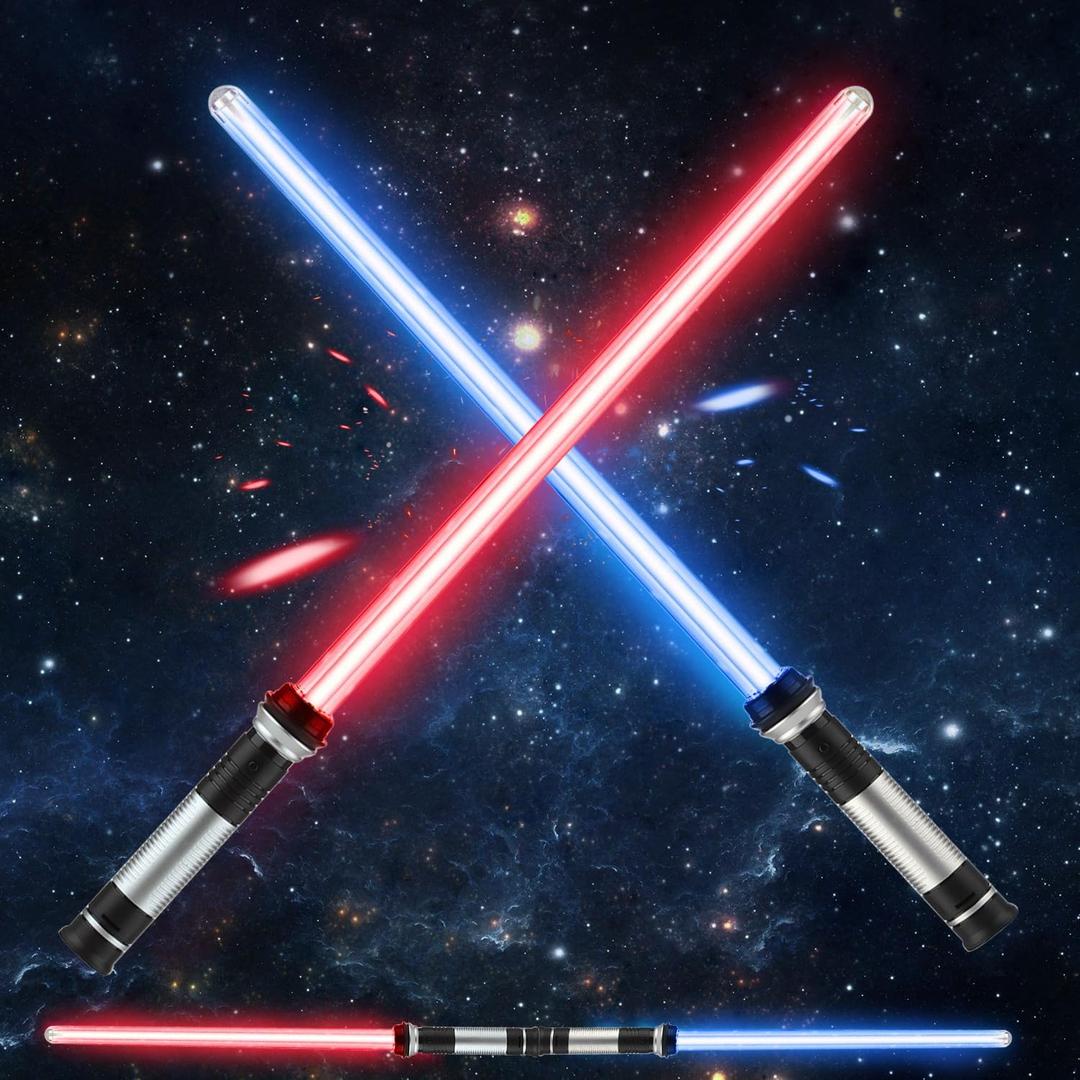 TOY Life 2 in 1 Light Up Saber 2 Pack for Kids Expandable Light Up Sword for Kids Adult LED + FX Sound Lightsavers Dual Light Up Toy Dark Saber for Adult Galaxy Wars Saber