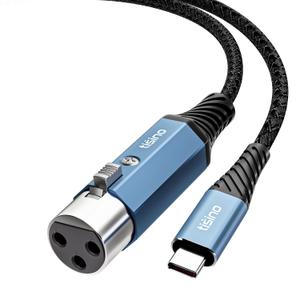 Tisino XLR to USB C Microphone Cable, Upgraded Hi-Fi Audio Recording Cable USB C Microphone Cable for Dynamic Microphones/Recorder/Laptop/Tablet, 0.5m/1.6ft