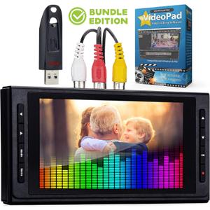 ClearClick Video to Digital Converter 3.0 - Record Video & Audio from VCR's, VHS, AV, RCA, Hi8, Camcorder, DVD, Turntables, Cassette Tapes (Bundle) [Requires Working VCR/Camcorder]