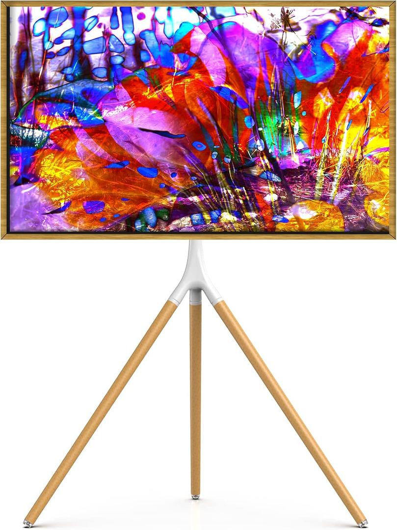 UPGRAVITY TV Stand Tripod for 45" to 65" LED LCD OLED Flat Screens up to 77lbs, Swivel & Height Adjustable TV Display Stand for Corner, Portable TV Stand with 2 Cable Straps, White