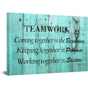 KREATIVE ARTS Large Teamwork Definition Office Quotes Sayings Words Art Wall Decals Canvas Quotes for Dorm Motivational Wall Art Success Quote Teal Pictures Ready to Hang 24x36in