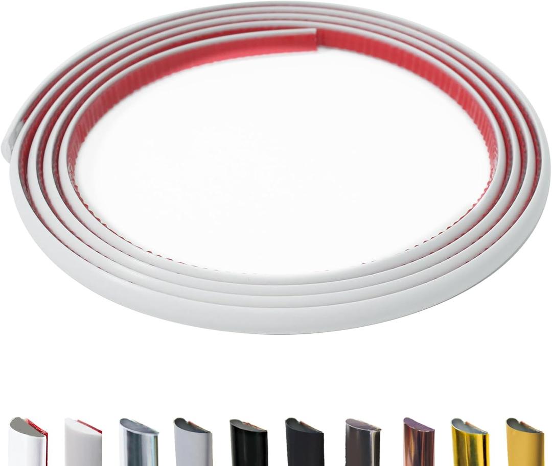 9.8 Ft Peel and Stick Wall Molding Trim, D-Shape Flexible Molding Trim White(Paintable) for Backsplash, Mirror, Wall, Window & Door Frames, Waterproof Self Adhesive Trim(W:0.4", T:0.1")