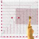 Quilting Ruler for Precise Fabric Cutting 11.5" x 10.5" Quilt Rulers Quilting Sewing Tools Slotted Rulers for Accurate Measurements and Easy Cutting Fabrics Pink